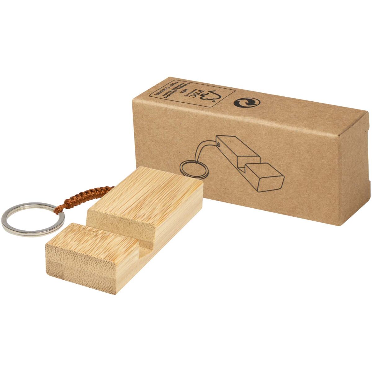 Bosona bamboo phone holder with keychain